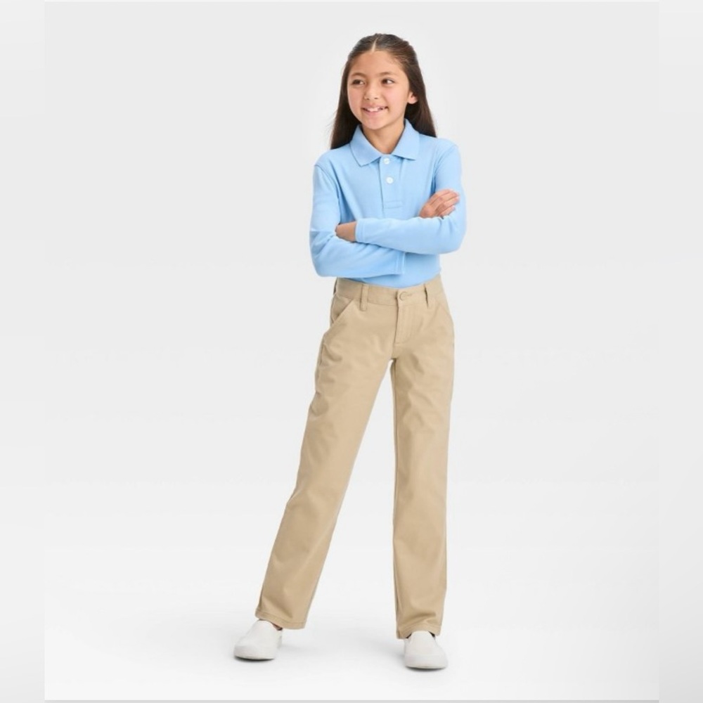 Cat & Jack Unisex Khaki Tan Straight School Uniform Pant w/Adjustable Waist - Picture 3 of 3
